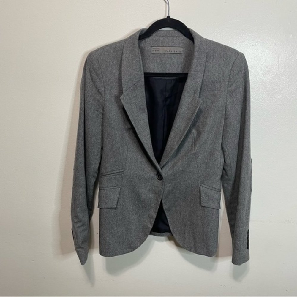 Zara Gray Single-Button Blazer